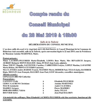 Conseil Municipal du 28.05.2019